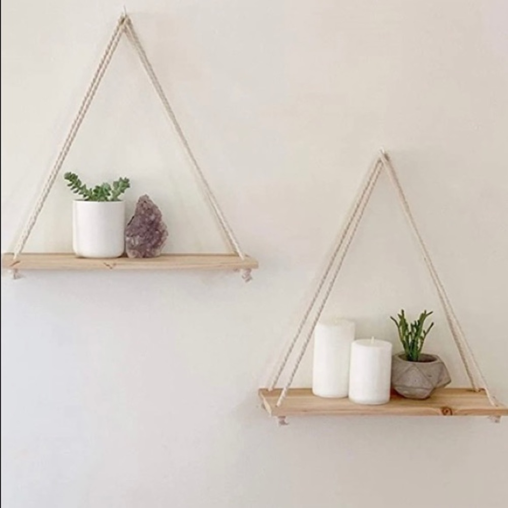 Premium Wood Swing Hanging Rope Wall Mount Shelves